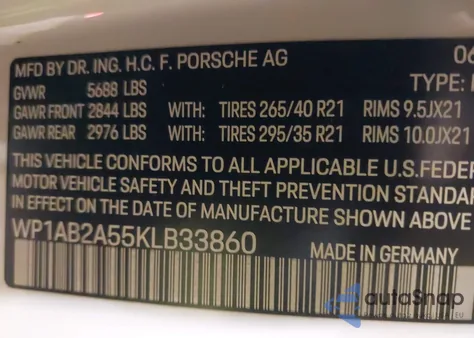 2019 Porsche Macan S z USA, uszkodzony, nr VIN WP1AB2A55KLB33860